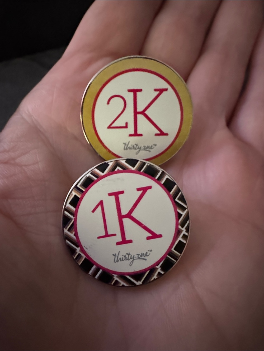 thirty-one Pink and Gold 1K & 2K Achievement Pins